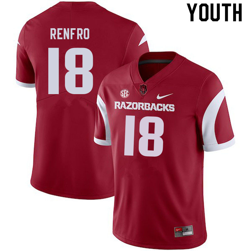 Youth #18 Kade Renfro Arkansas Razorbacks College Football Jerseys Sale-Cardinal